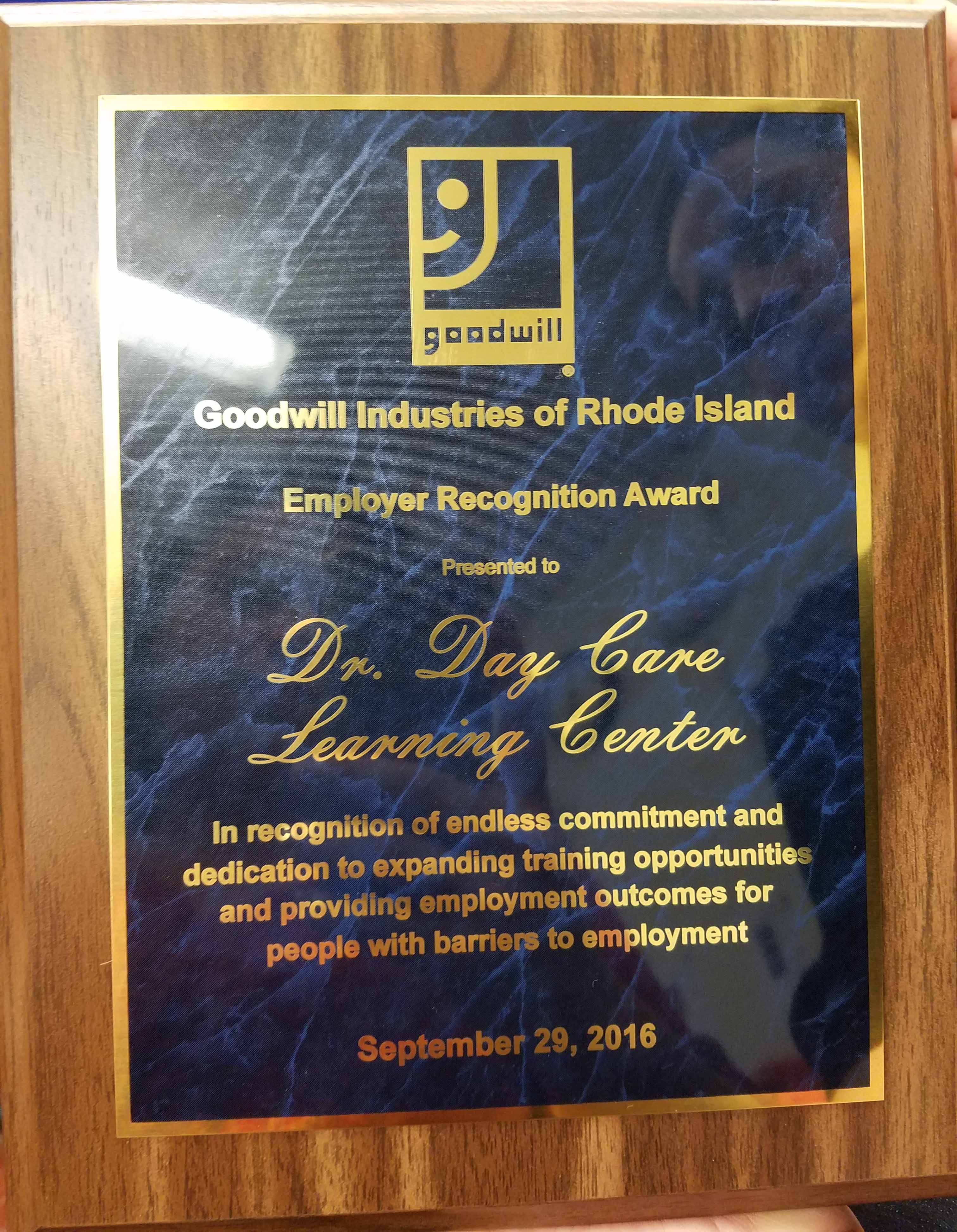 “Employer Recognition Award” from Goodwill