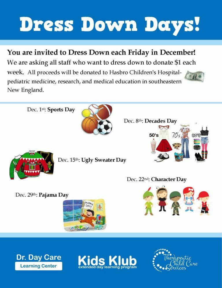 Dress Down Days for staff Ugly Sweater Day Dr. Day Care
