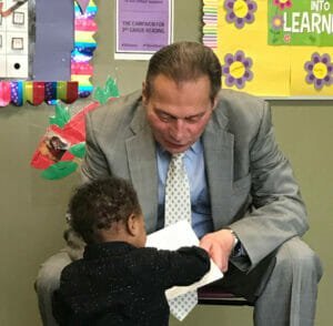 Senate President Ruggerio reads to DDC North Providence children