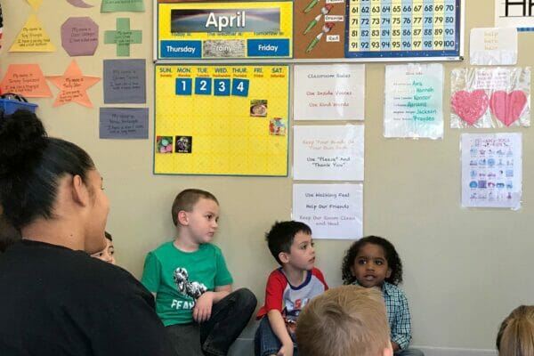 Senate President Ruggerio reads to DDC North Providence children