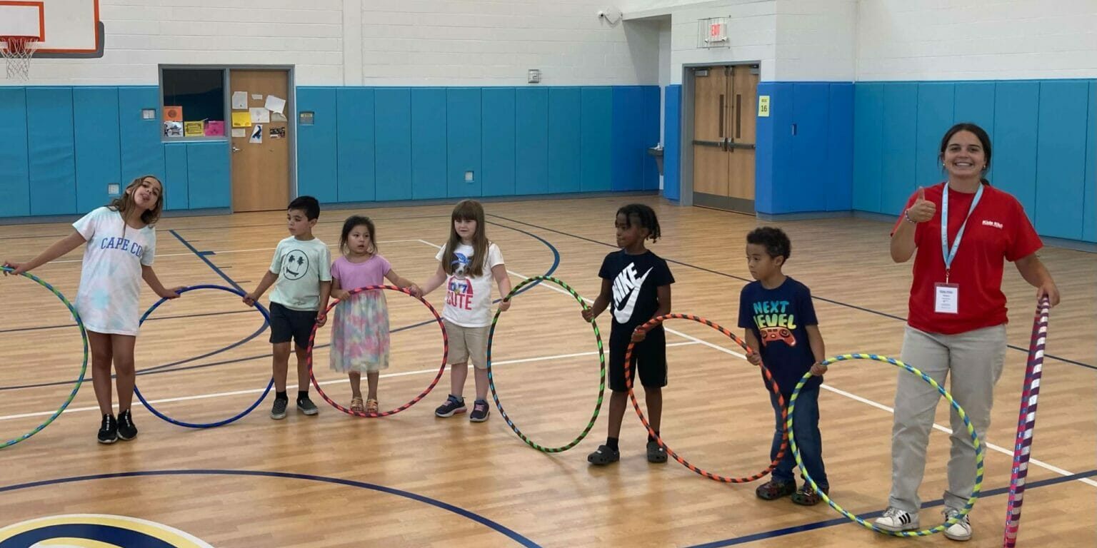 Julia and kids hula-hooping